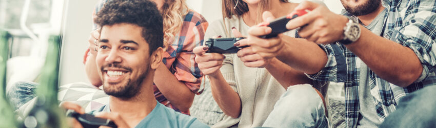 Friends playing Videogames